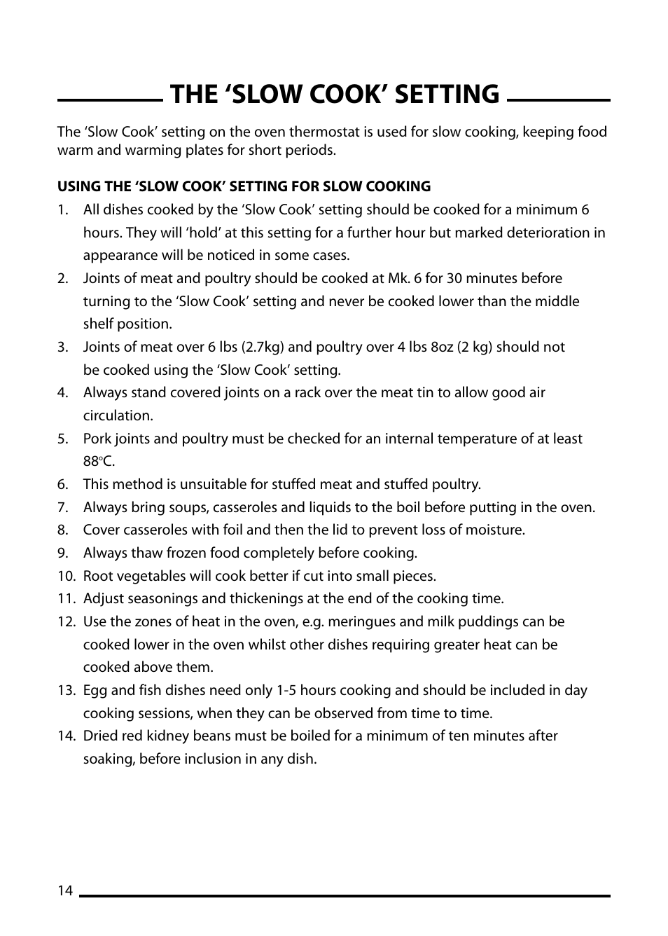 The ‘slow cook’ setting | Cannon LICHFIELD 10506G User Manual | Page 14 / 24