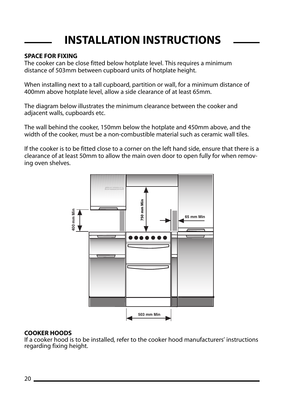 Installation instructions | Cannon LICHFIELD 10506G User Manual | Page 20 / 24