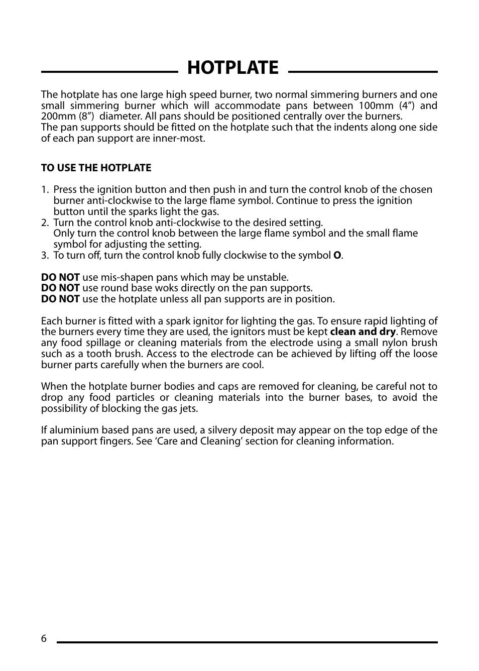 Hotplate | Cannon LICHFIELD 10506G User Manual | Page 6 / 24