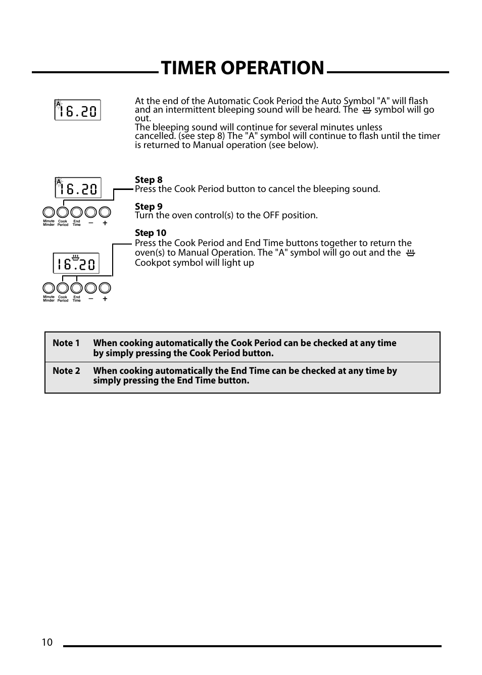 Timer operation | Cannon CHESTER 10540G User Manual | Page 10 / 36
