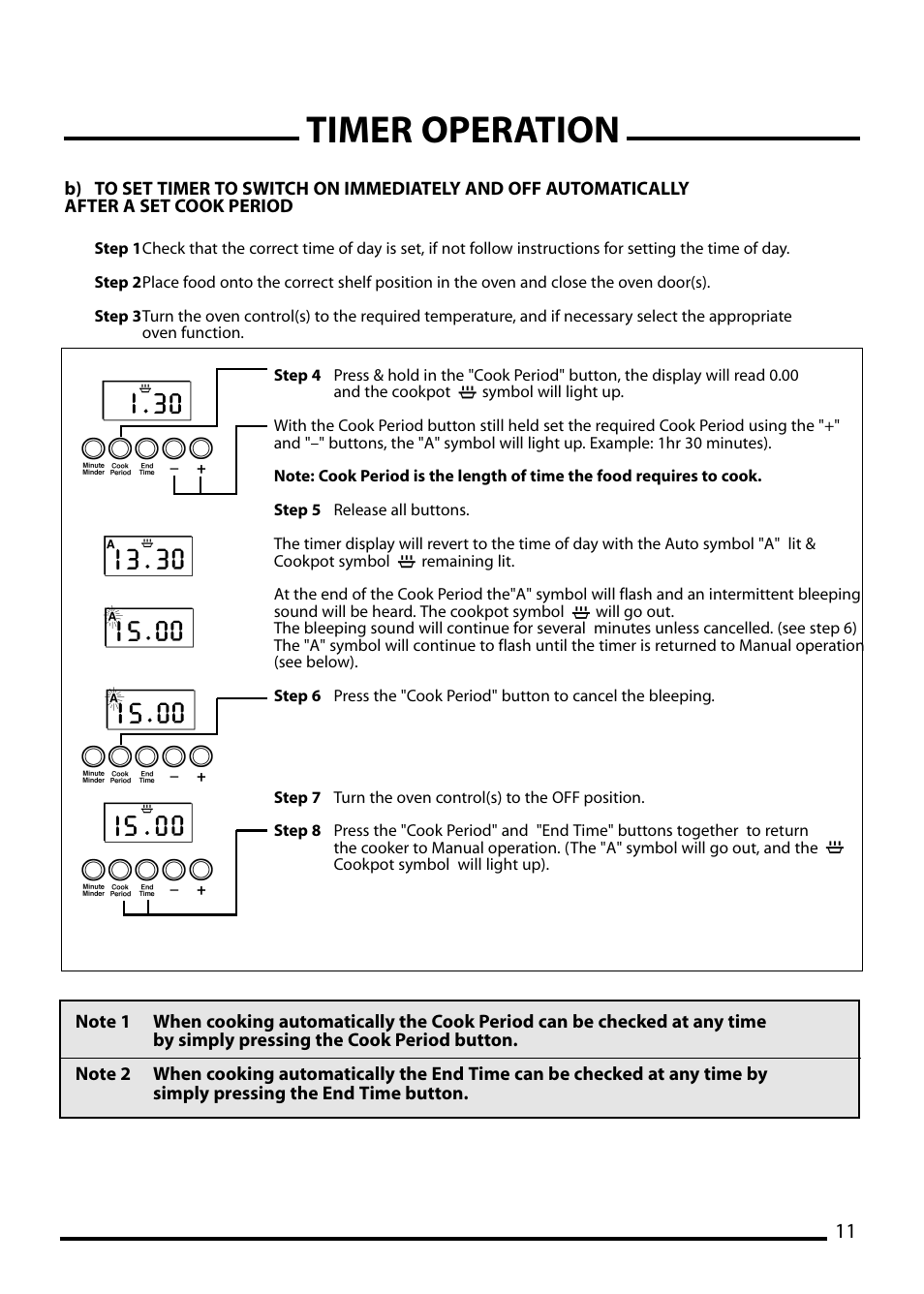 Timer operation | Cannon CHESTER 10540G User Manual | Page 11 / 36