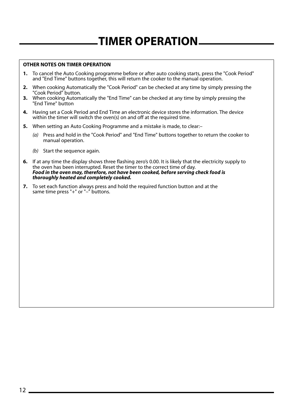 Timer operation | Cannon CHESTER 10540G User Manual | Page 12 / 36