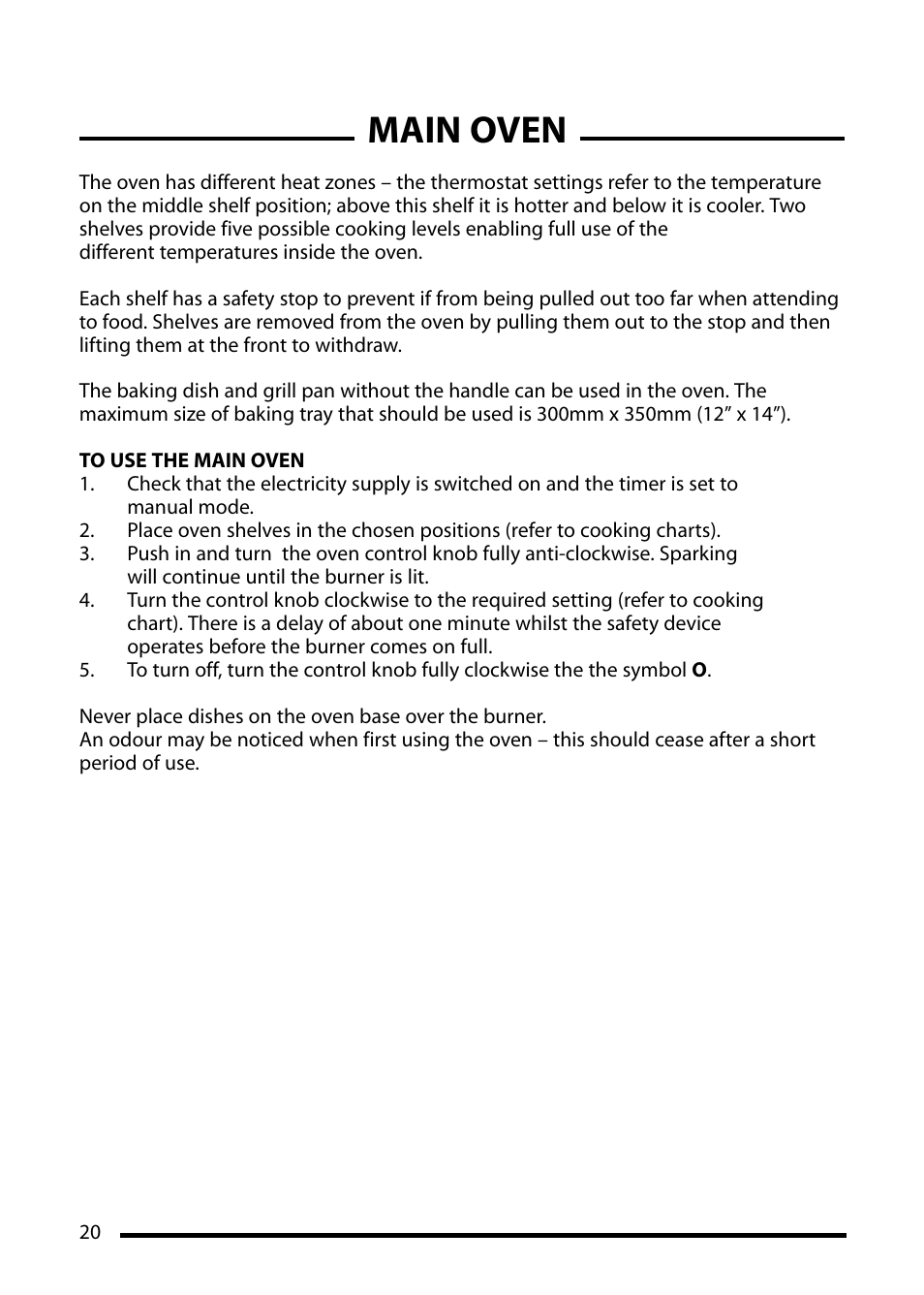 Main oven | Cannon CHESTER 10540G User Manual | Page 20 / 36