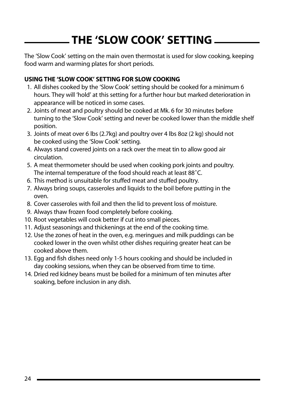 The ‘slow cook’ setting | Cannon CHESTER 10540G User Manual | Page 24 / 36
