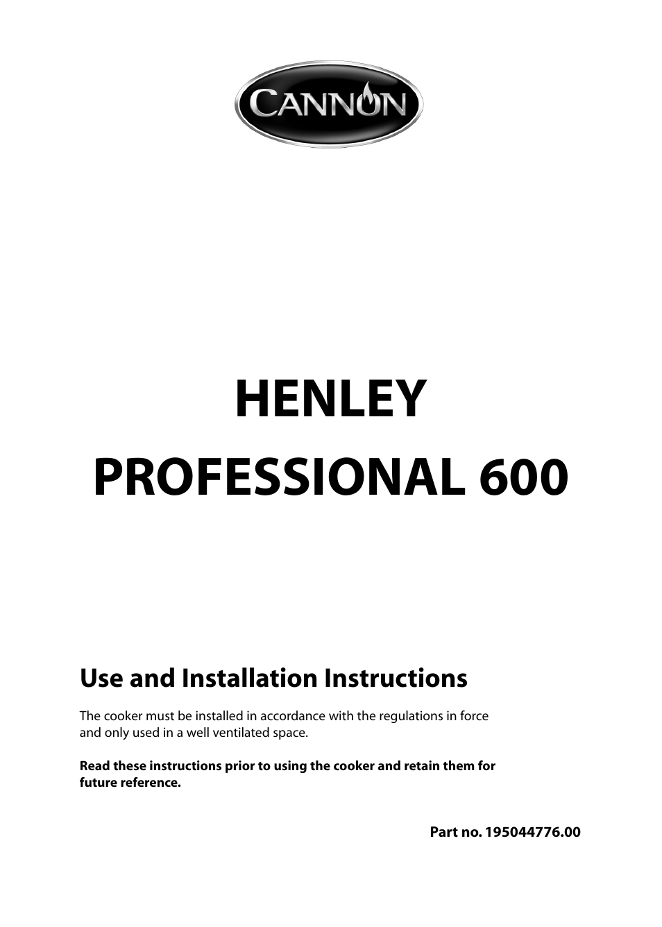 Cannon HENLEY Professional 600 10685G User Manual | 28 pages