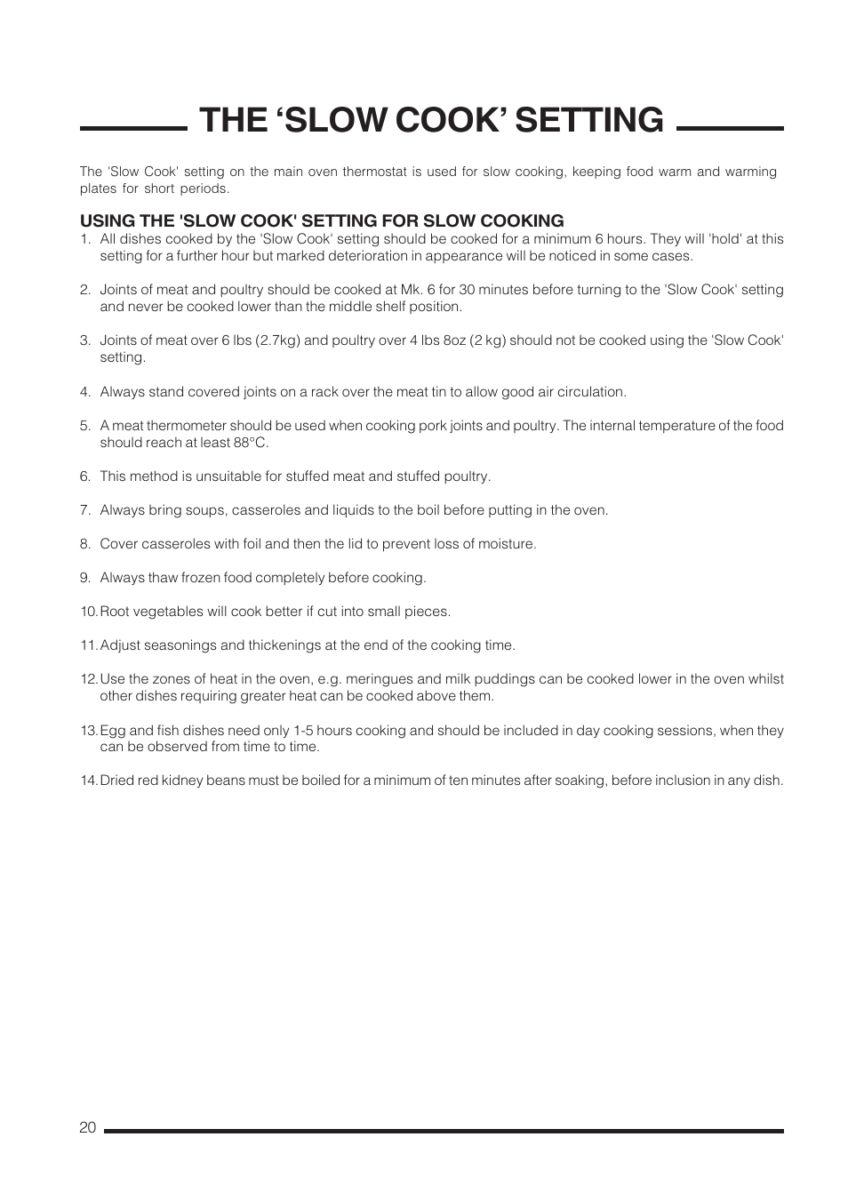 The slow cook setting | Cannon C60LCIS User Manual | Page 20 / 36