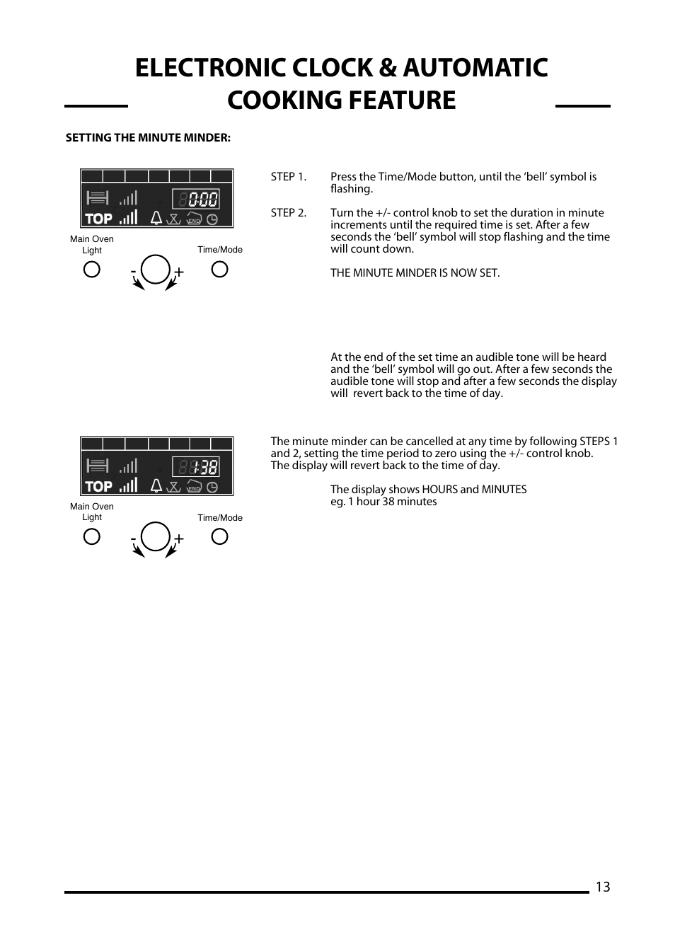 Electronic clock & automatic cooking feature | Cannon C60DT User Manual | Page 13 / 40