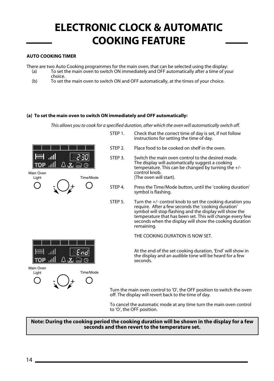Electronic clock & automatic cooking feature | Cannon C60DT User Manual | Page 14 / 40