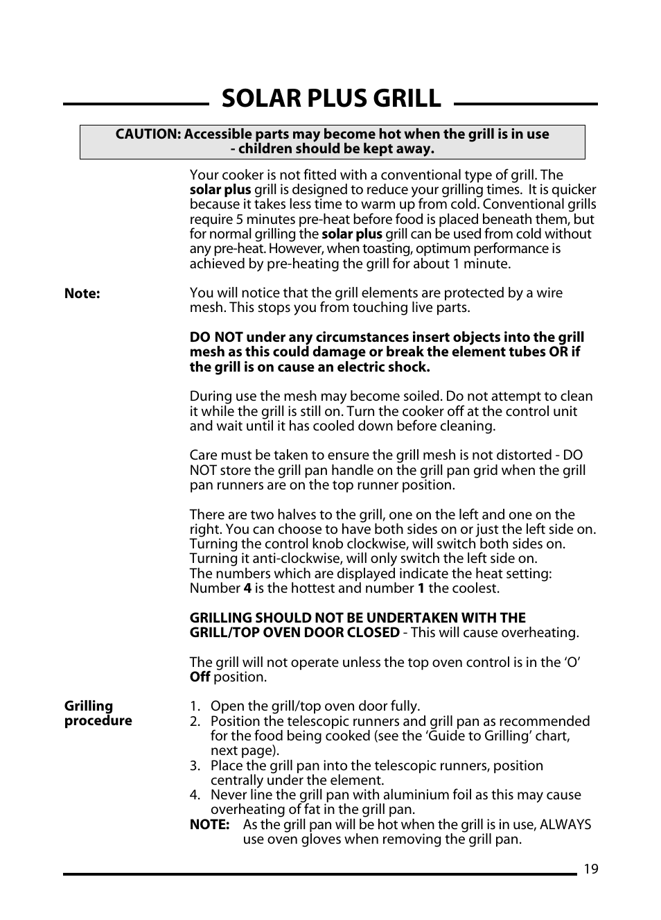 Solar plus grill | Cannon C60DT User Manual | Page 19 / 40