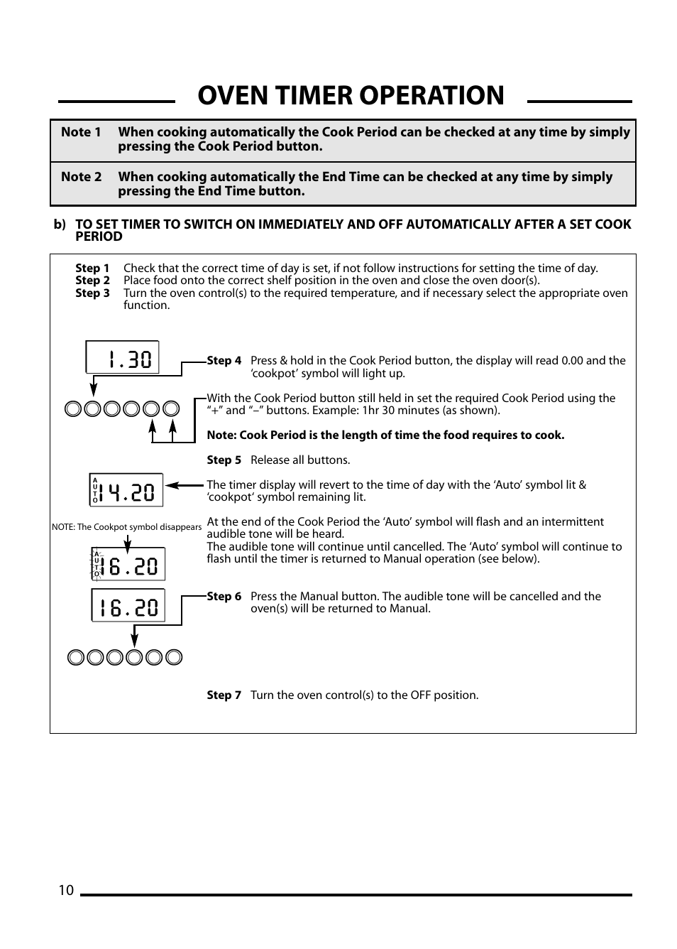 Oven timer operation | Cannon PEMBROKE 10692G User Manual | Page 10 / 40