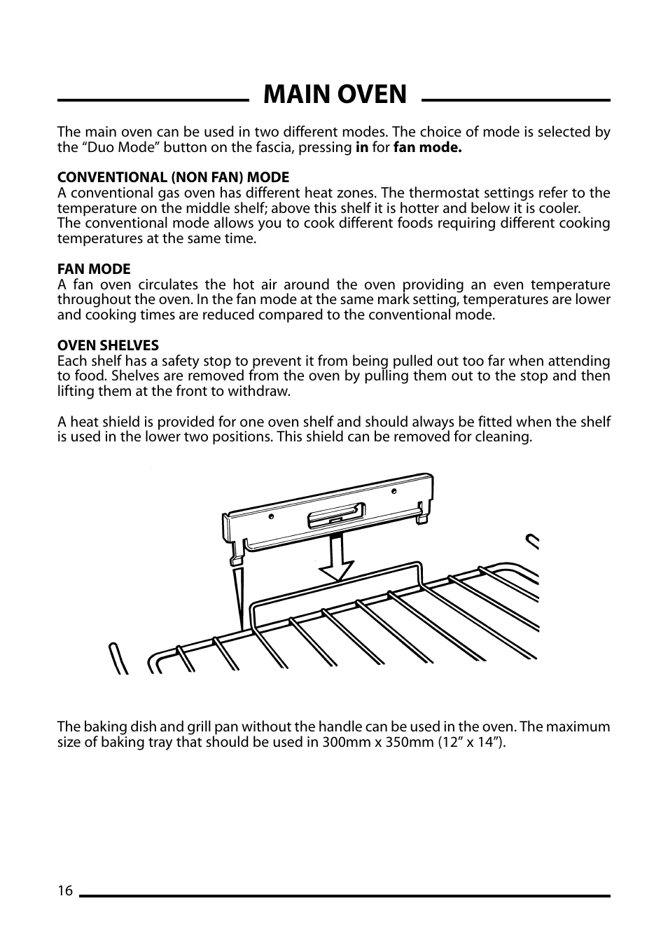 Main oven | Cannon PEMBROKE 10692G User Manual | Page 16 / 40