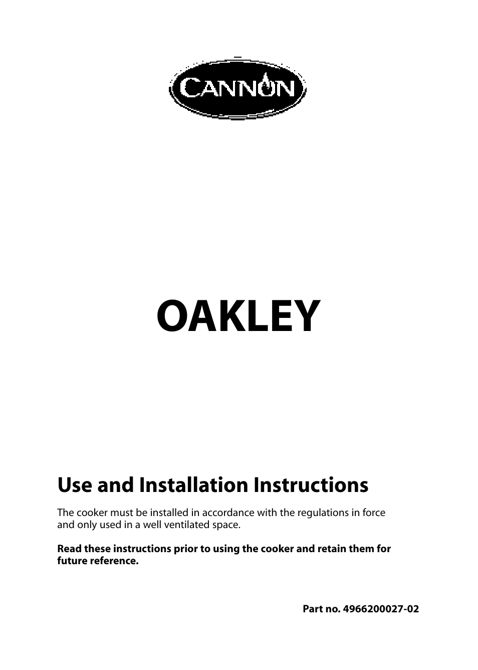 Cannon OAKLEY 10518G User Manual | 28 pages