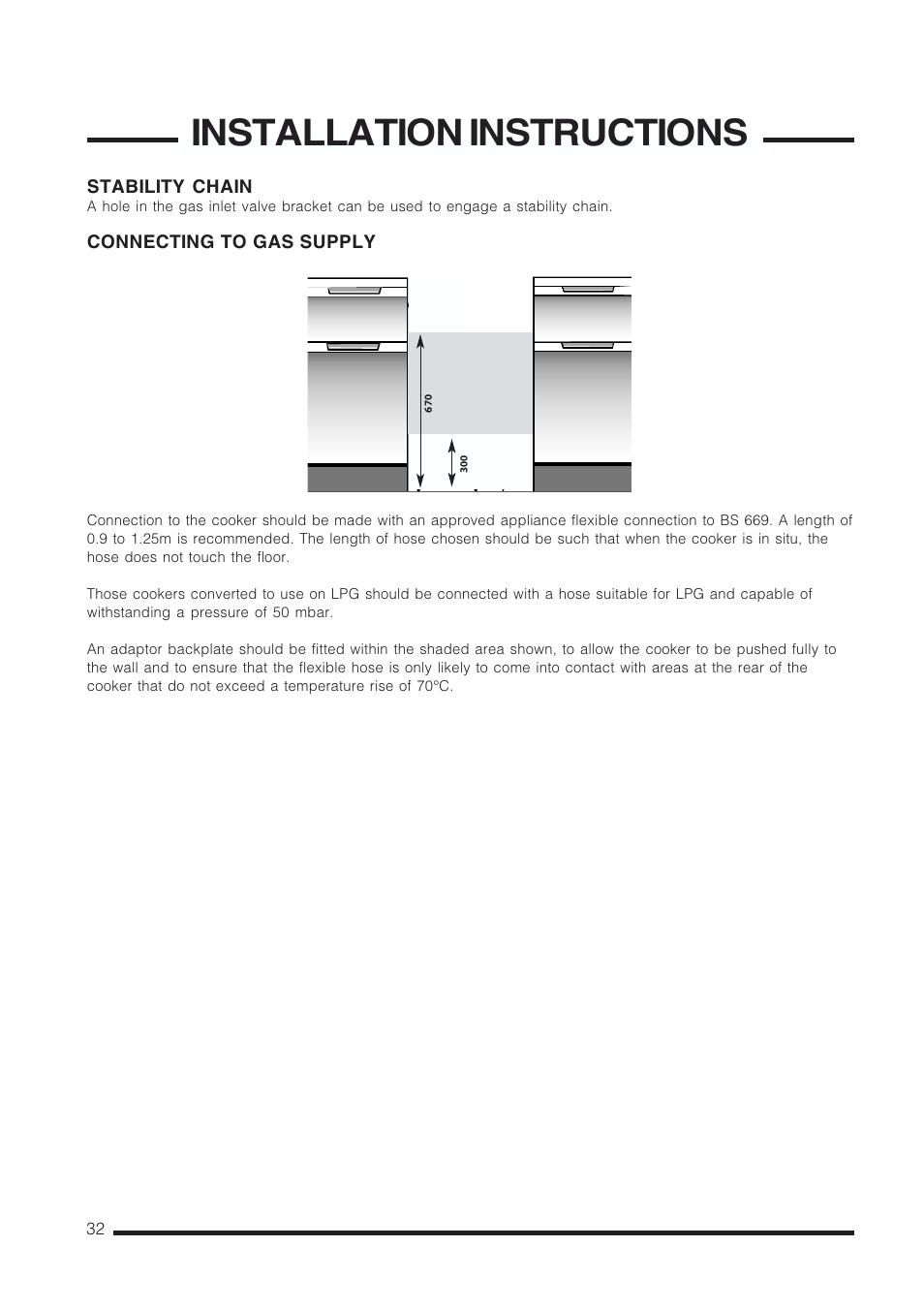 Installation instructions | Cannon CHESTERIELD C60GCB User Manual | Page 32 / 36