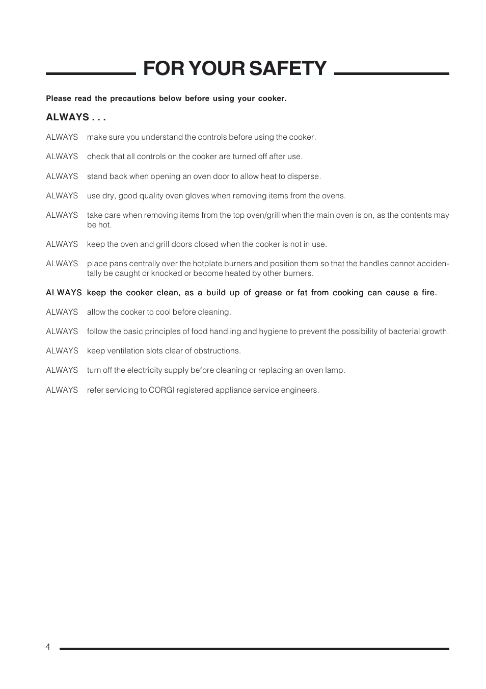 For your safety | Cannon CHESTERIELD C60GCB User Manual | Page 4 / 36