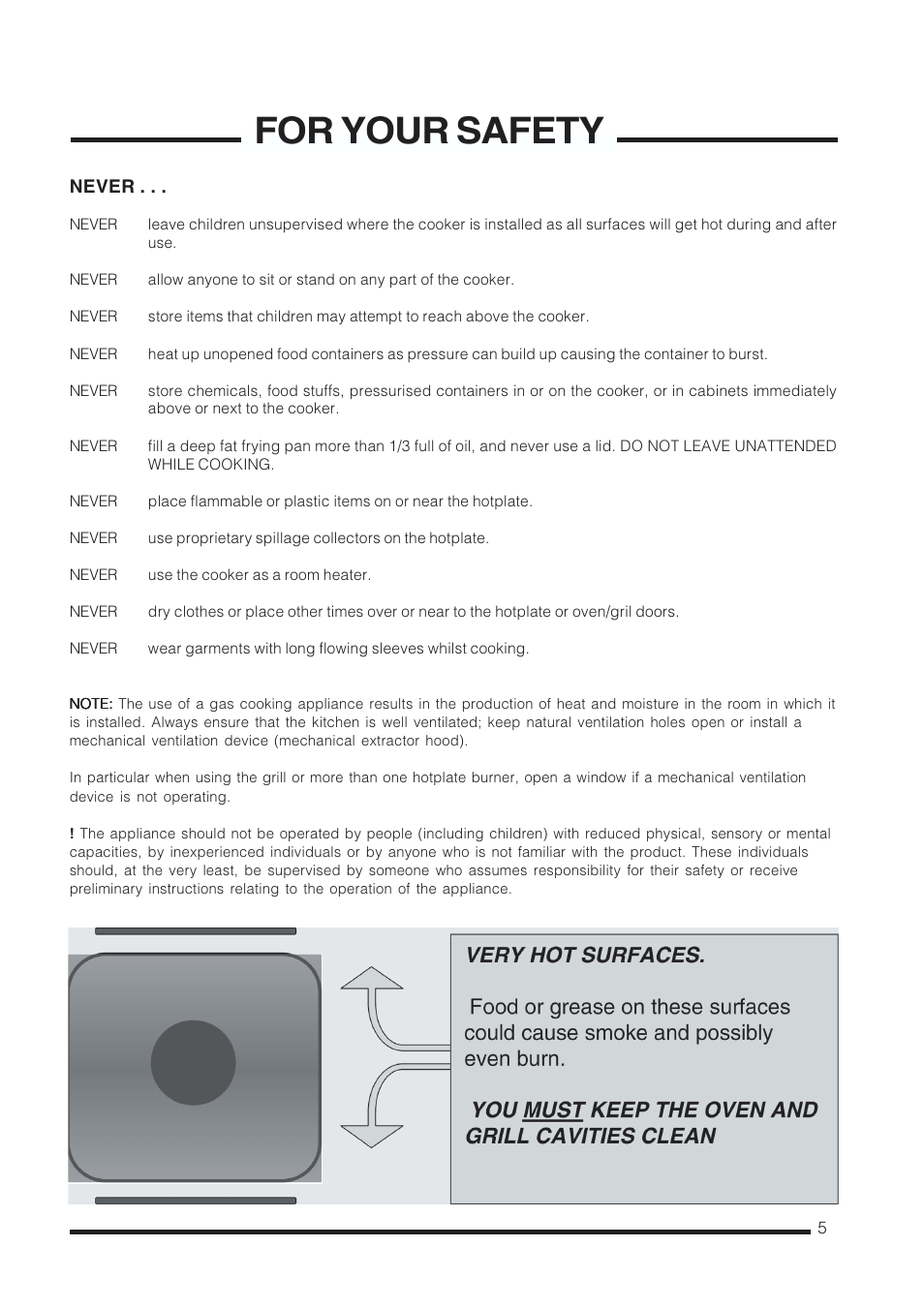 For your safety | Cannon CHESTERIELD C60GCB User Manual | Page 5 / 36
