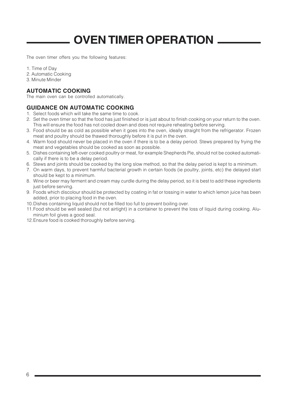 Oven timer operation | Cannon CHESTERIELD C60GCB User Manual | Page 6 / 36