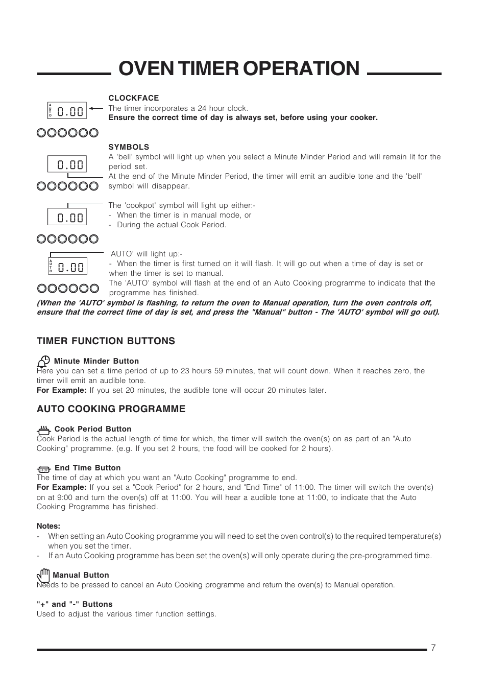 Oven timer operation | Cannon CHESTERIELD C60GCB User Manual | Page 7 / 36