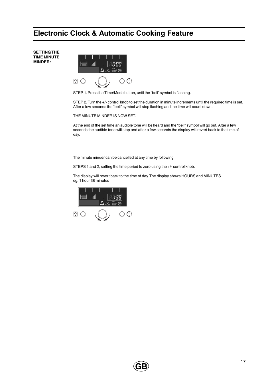 Electronic clock & automatic cooking feature | Cannon 110cm Free Standing Gas Cooker C110DPX User Manual | Page 17 / 32