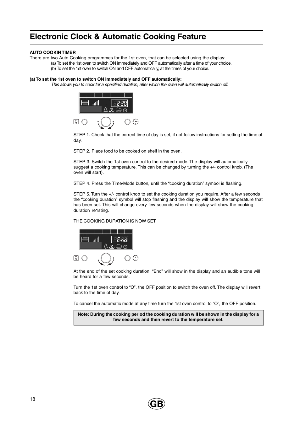 Electronic clock & automatic cooking feature | Cannon 110cm Free Standing Gas Cooker C110DPX User Manual | Page 18 / 32
