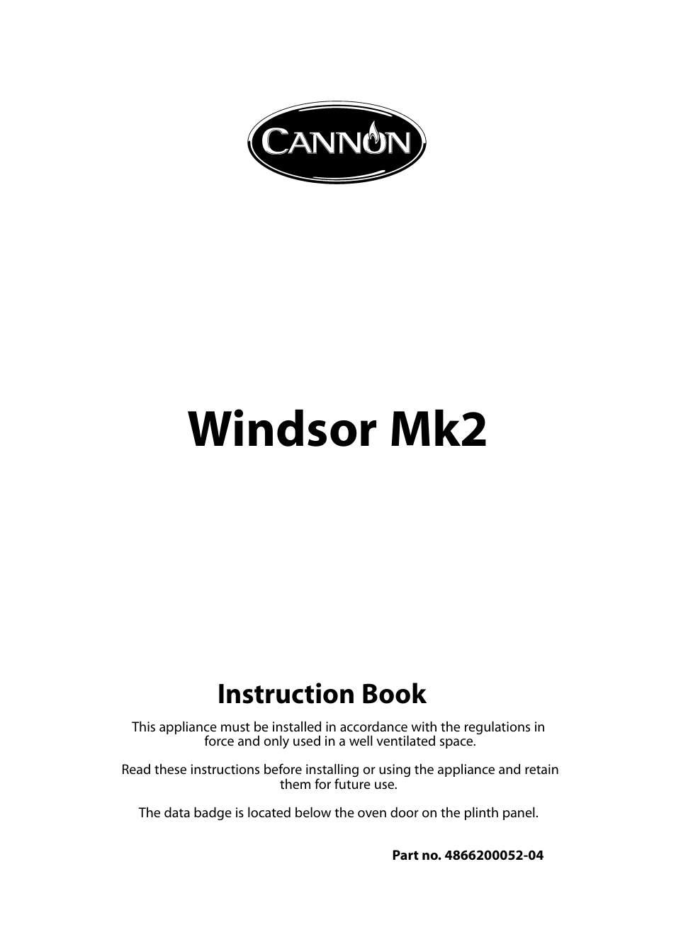 Cannon Windsor Mk2 10297G Mk2 User Manual | 36 pages