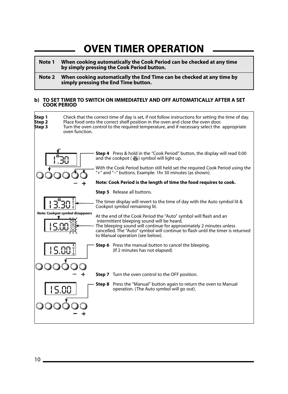 Oven timer operation | Cannon Windsor Mk2 10297G Mk2 User Manual | Page 10 / 36