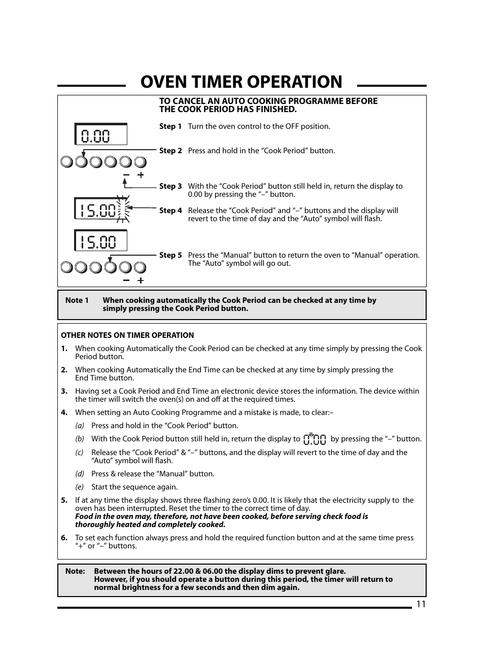 Oven timer operation | Cannon Windsor Mk2 10297G Mk2 User Manual | Page 11 / 36