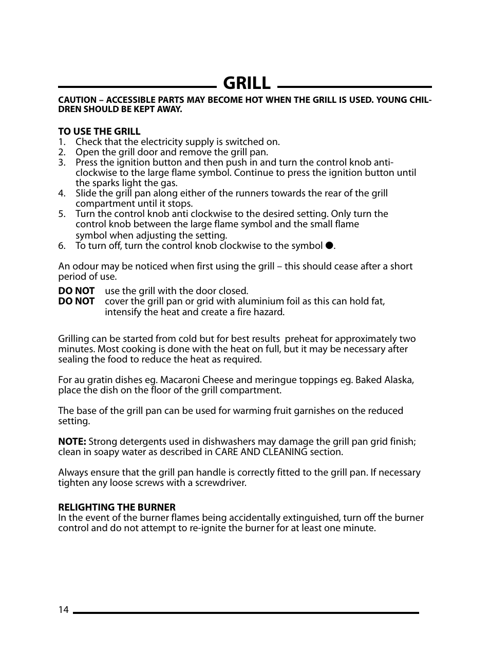 Grill | Cannon Windsor Mk2 10297G Mk2 User Manual | Page 14 / 36
