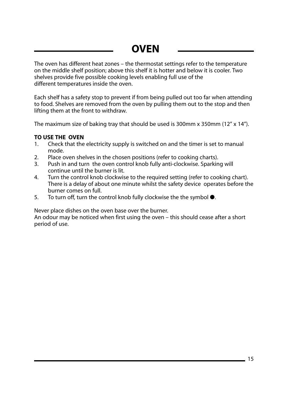 Oven | Cannon Windsor Mk2 10297G Mk2 User Manual | Page 15 / 36