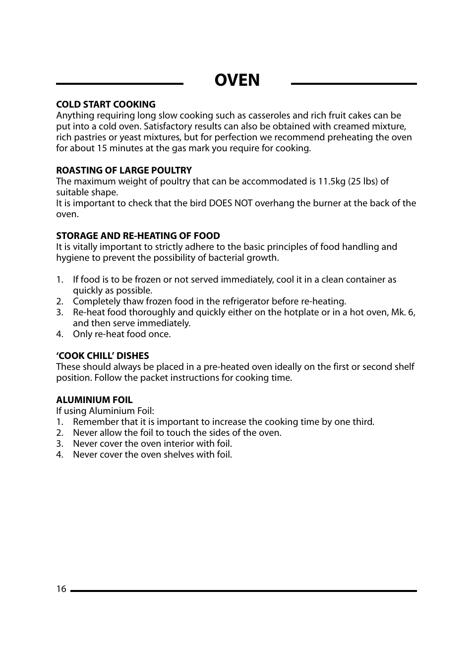 Oven | Cannon Windsor Mk2 10297G Mk2 User Manual | Page 16 / 36