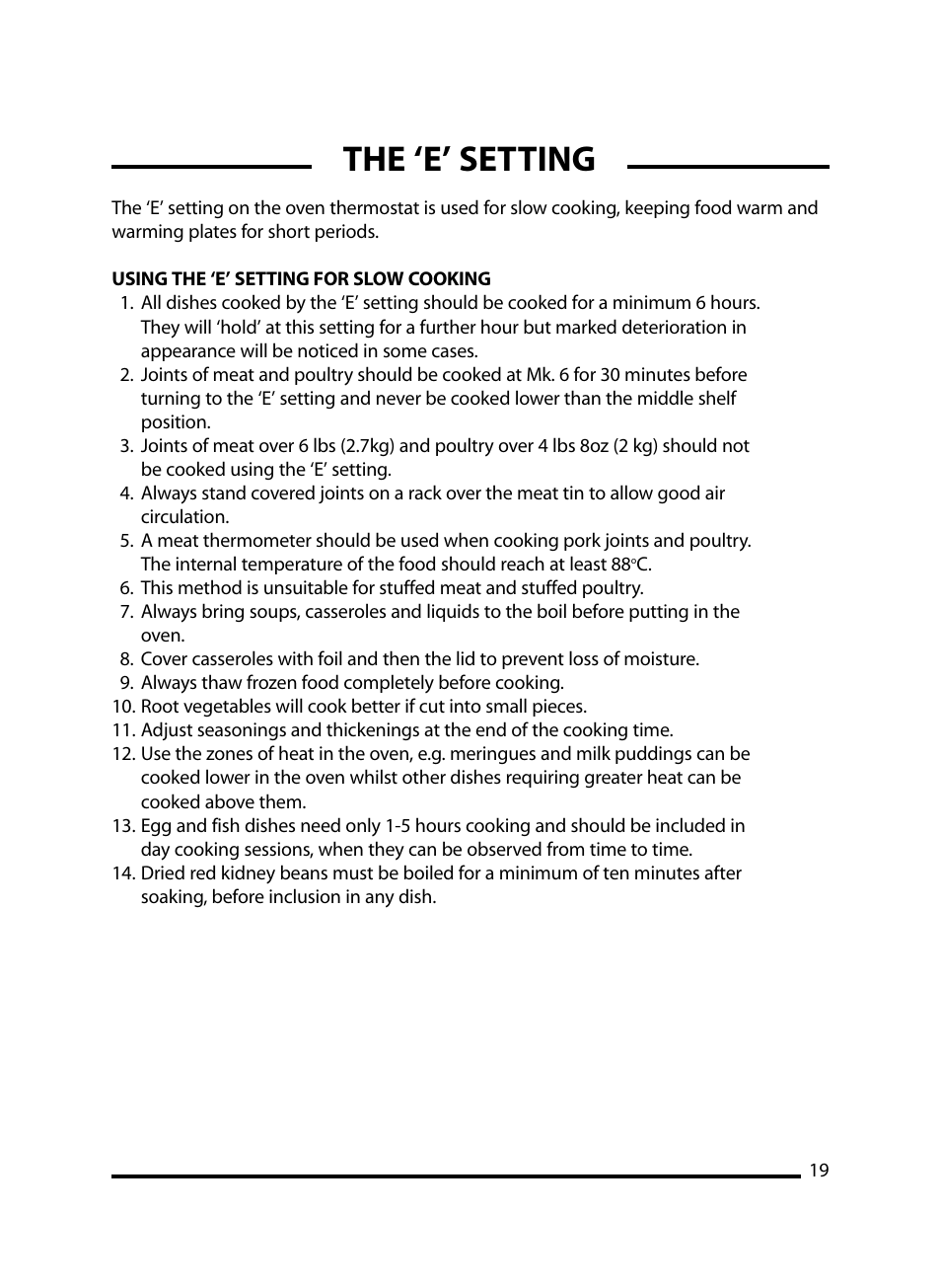 The ‘e’ setting | Cannon Windsor Mk2 10297G Mk2 User Manual | Page 19 / 36