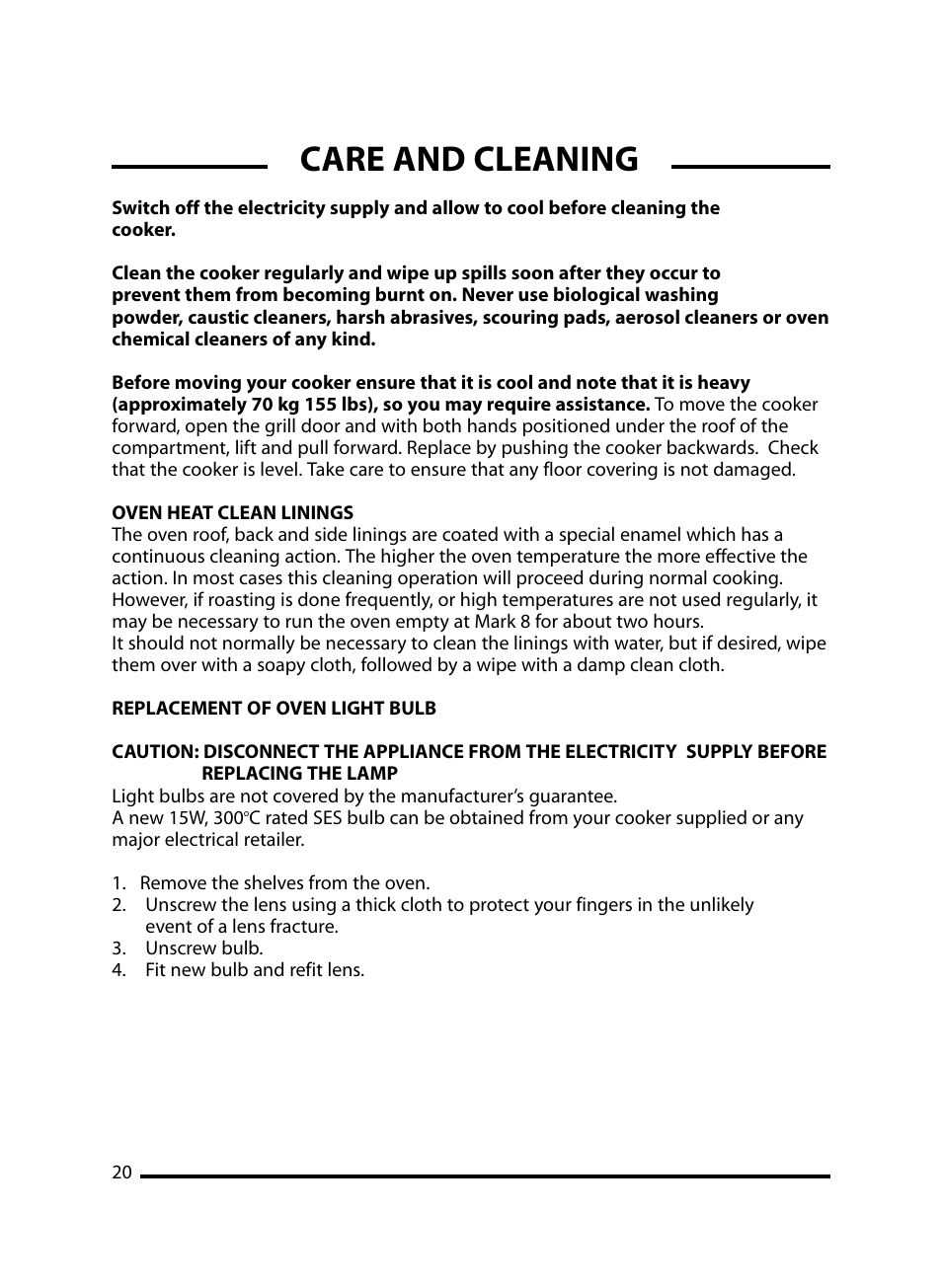 Care and cleaning | Cannon Windsor Mk2 10297G Mk2 User Manual | Page 20 / 36