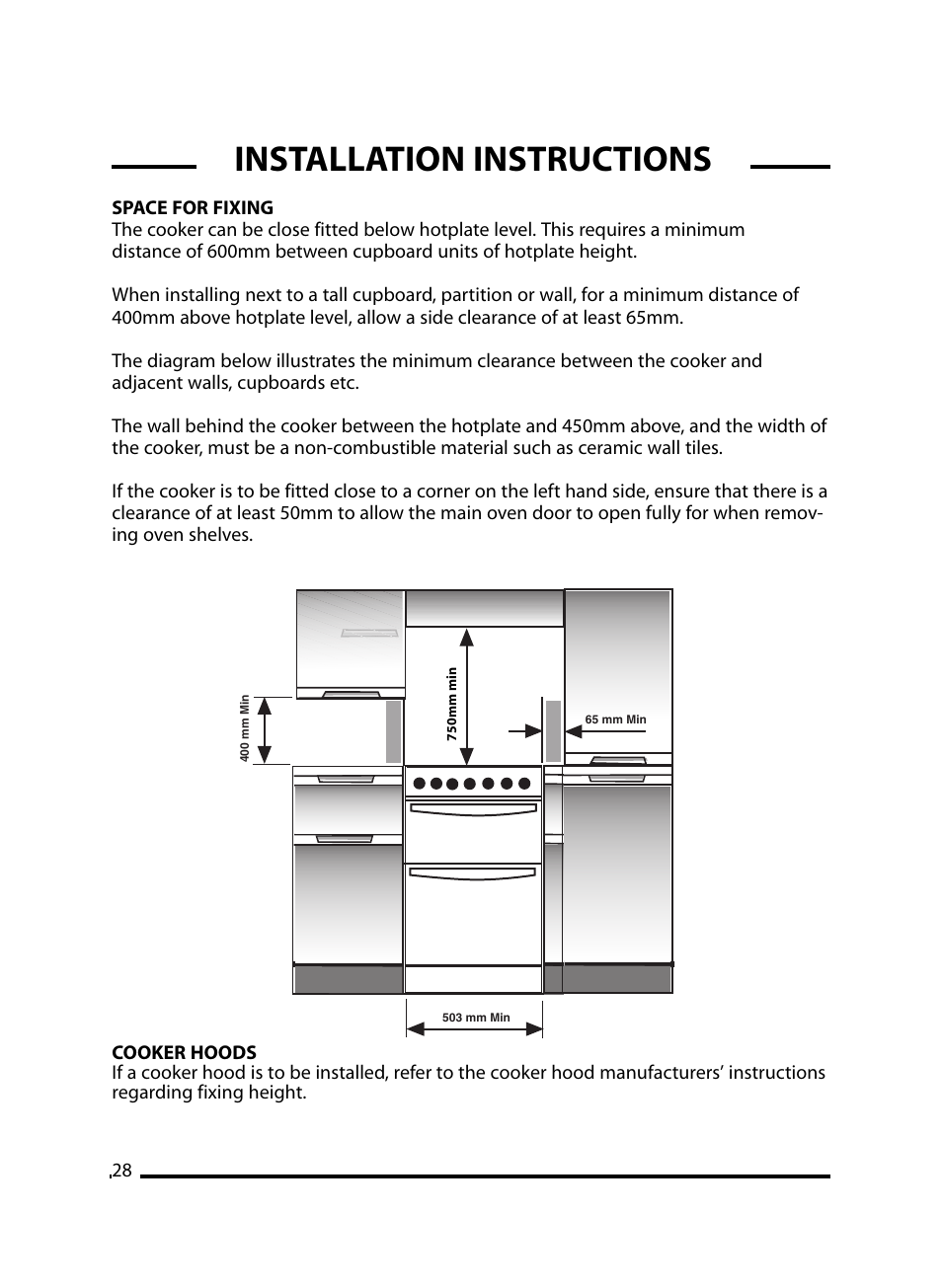 Installation instructions | Cannon Windsor Mk2 10297G Mk2 User Manual | Page 28 / 36