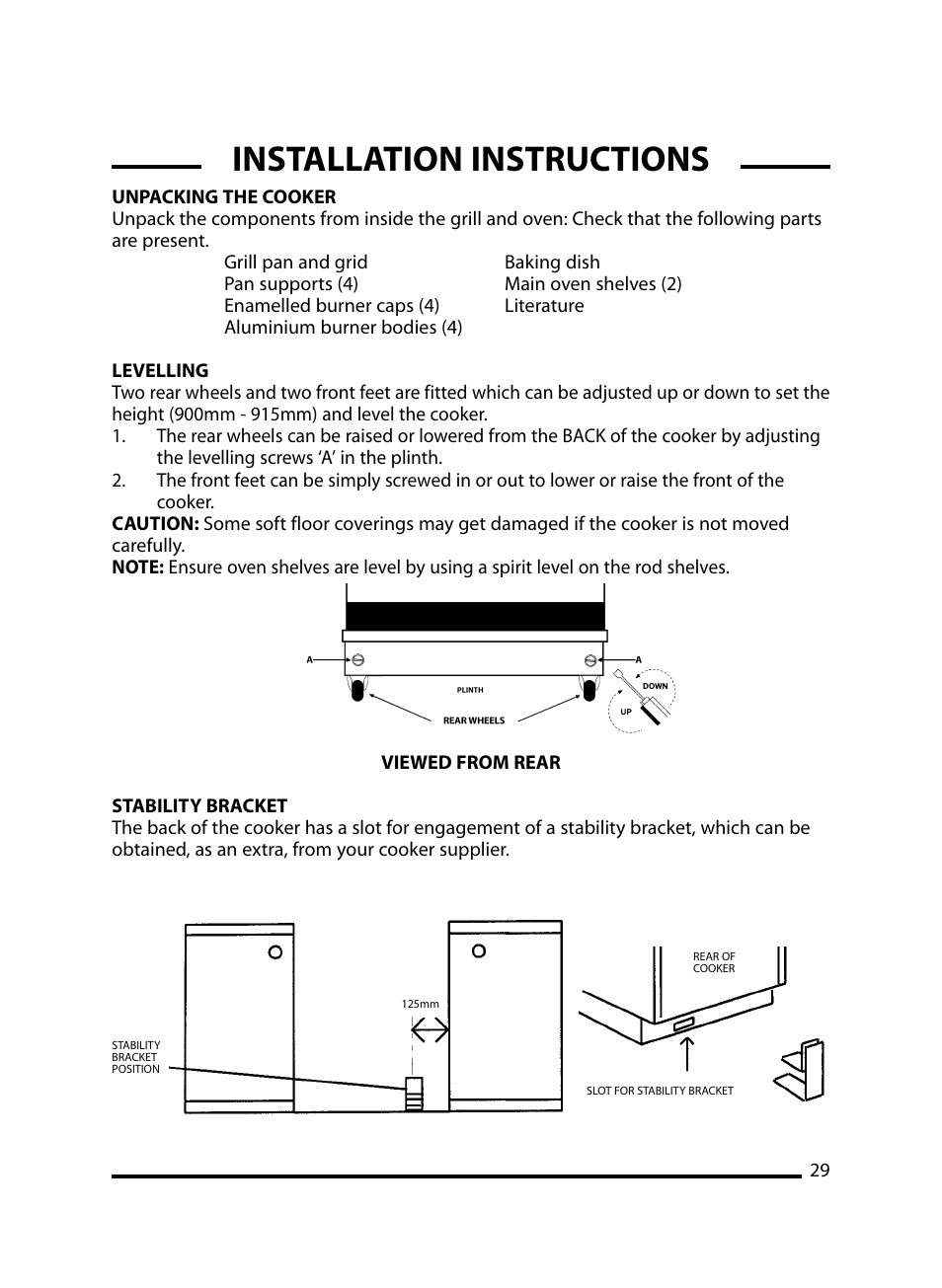 Installation instructions | Cannon Windsor Mk2 10297G Mk2 User Manual | Page 29 / 36
