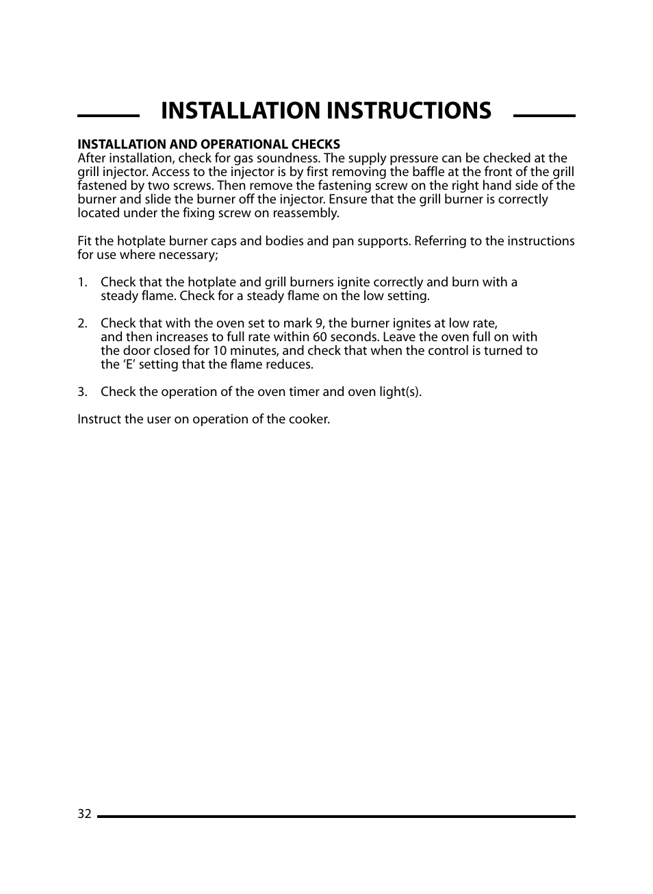 Installation instructions | Cannon Windsor Mk2 10297G Mk2 User Manual | Page 32 / 36