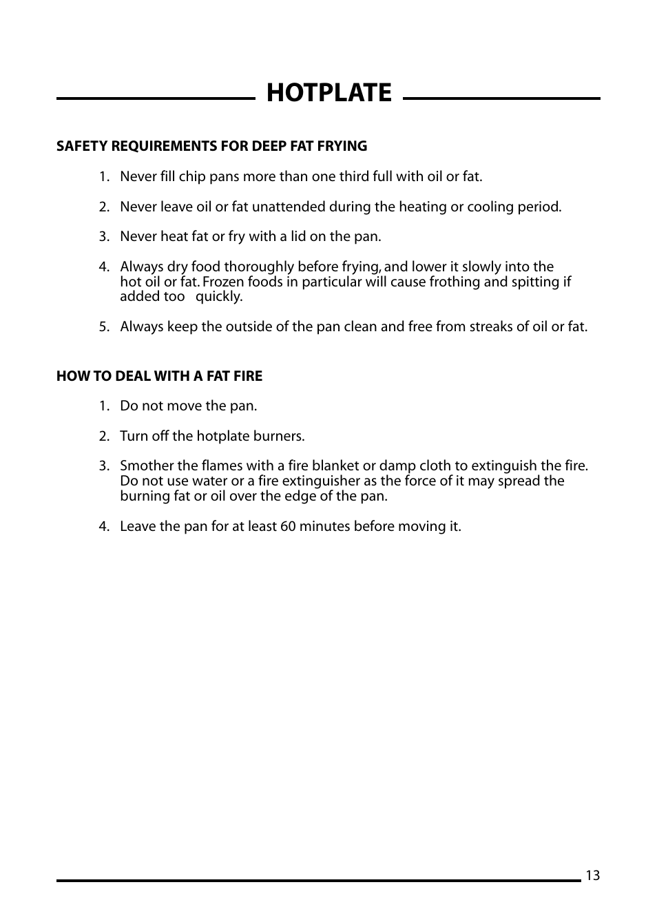 Hotplate | Cannon WESTMINSTER 10556G User Manual | Page 13 / 32