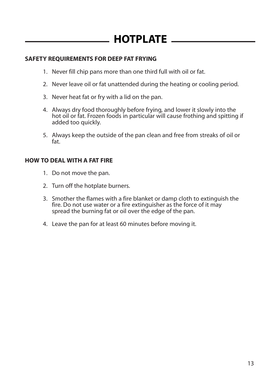 Hotplate | Cannon CHICHESTER 10575G User Manual | Page 13 / 36