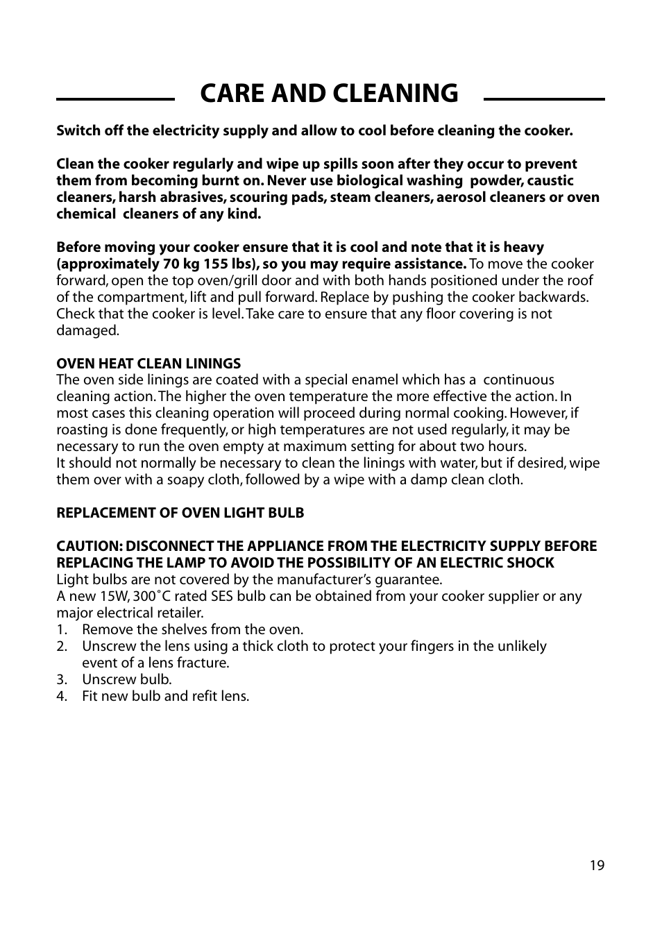 Care and cleaning | Cannon HENLEY 10588G User Manual | Page 19 / 32