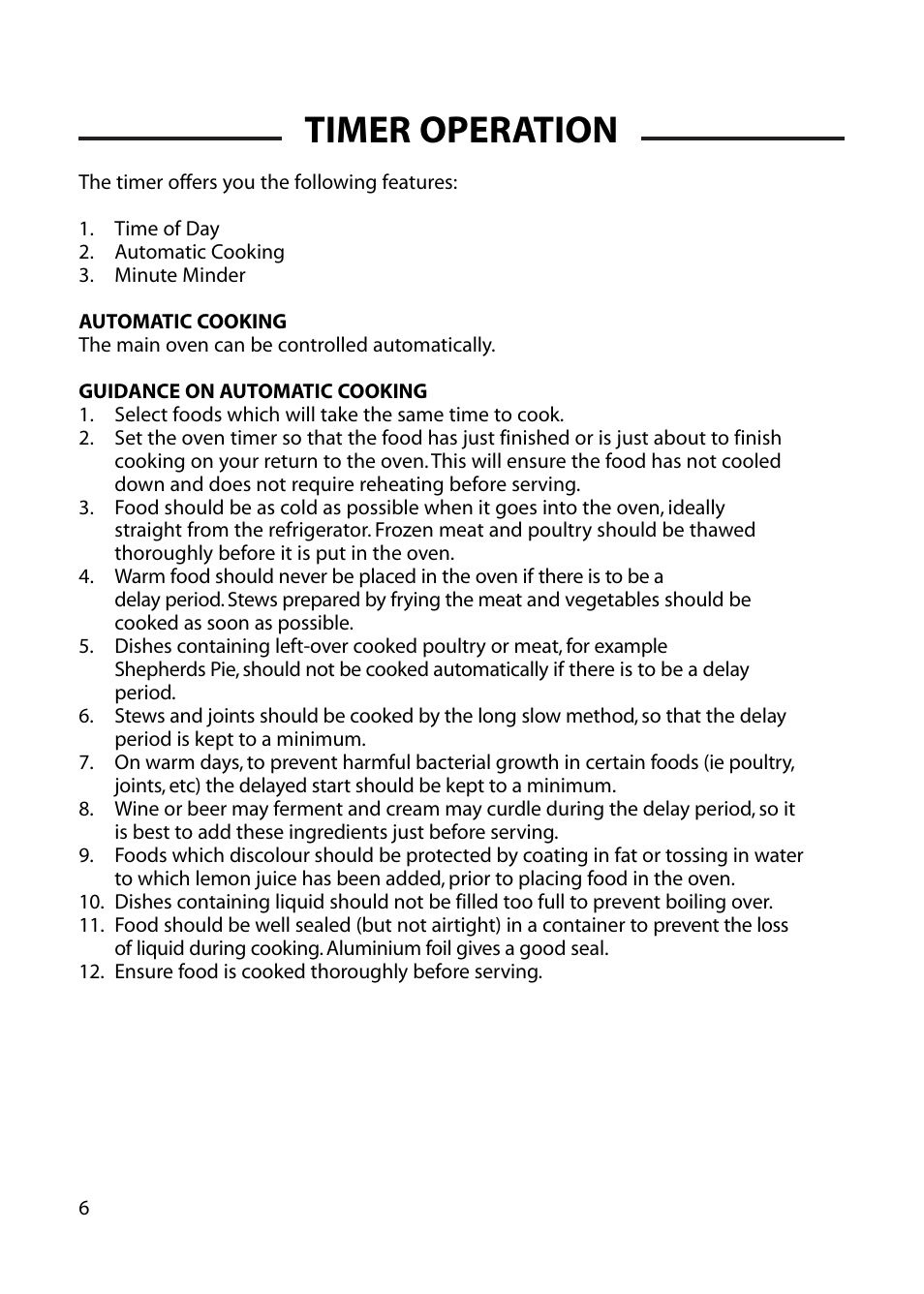 Timer operation | Cannon HENLEY 10588G User Manual | Page 6 / 32