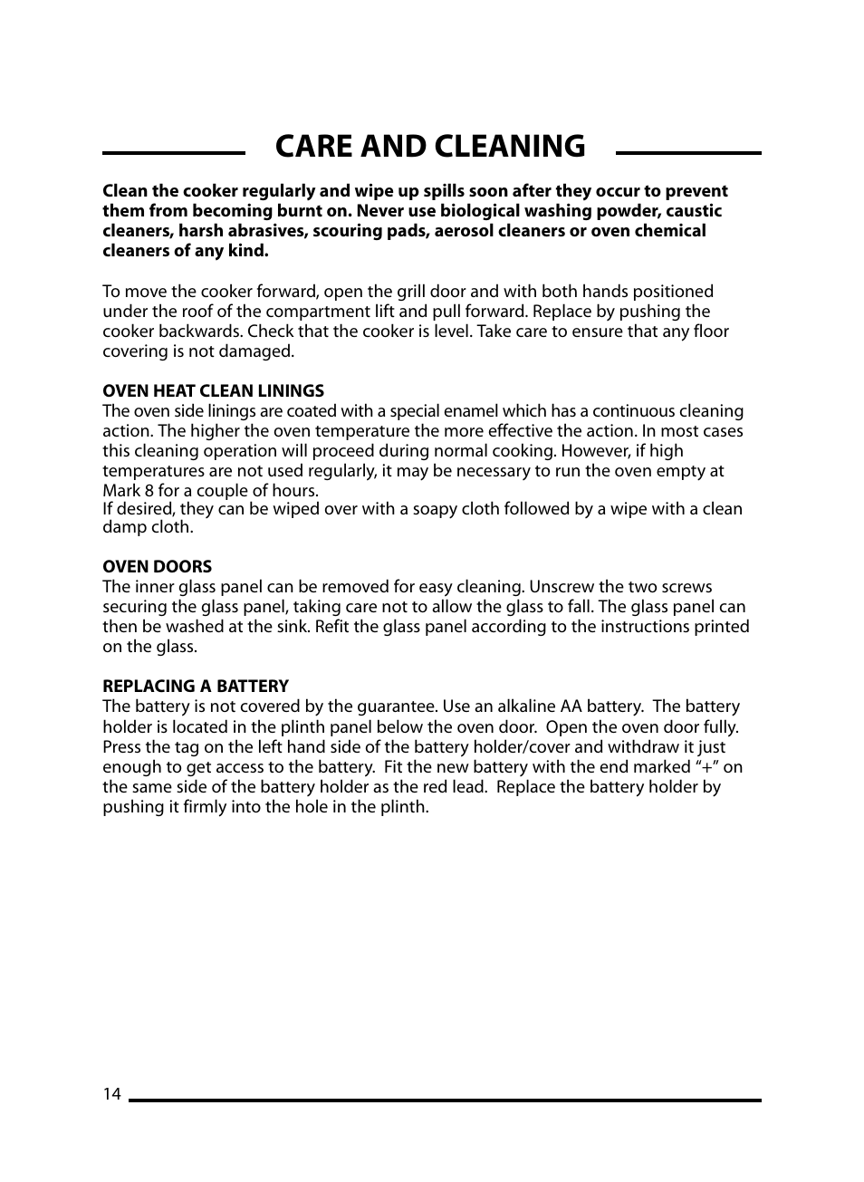 Care and cleaning | Cannon LICHFIELD 10908G User Manual | Page 14 / 28