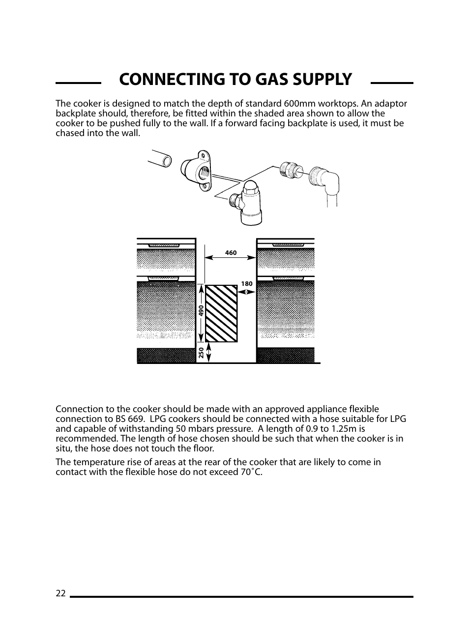 Connecting to gas supply | Cannon LICHFIELD 10908G User Manual | Page 22 / 28