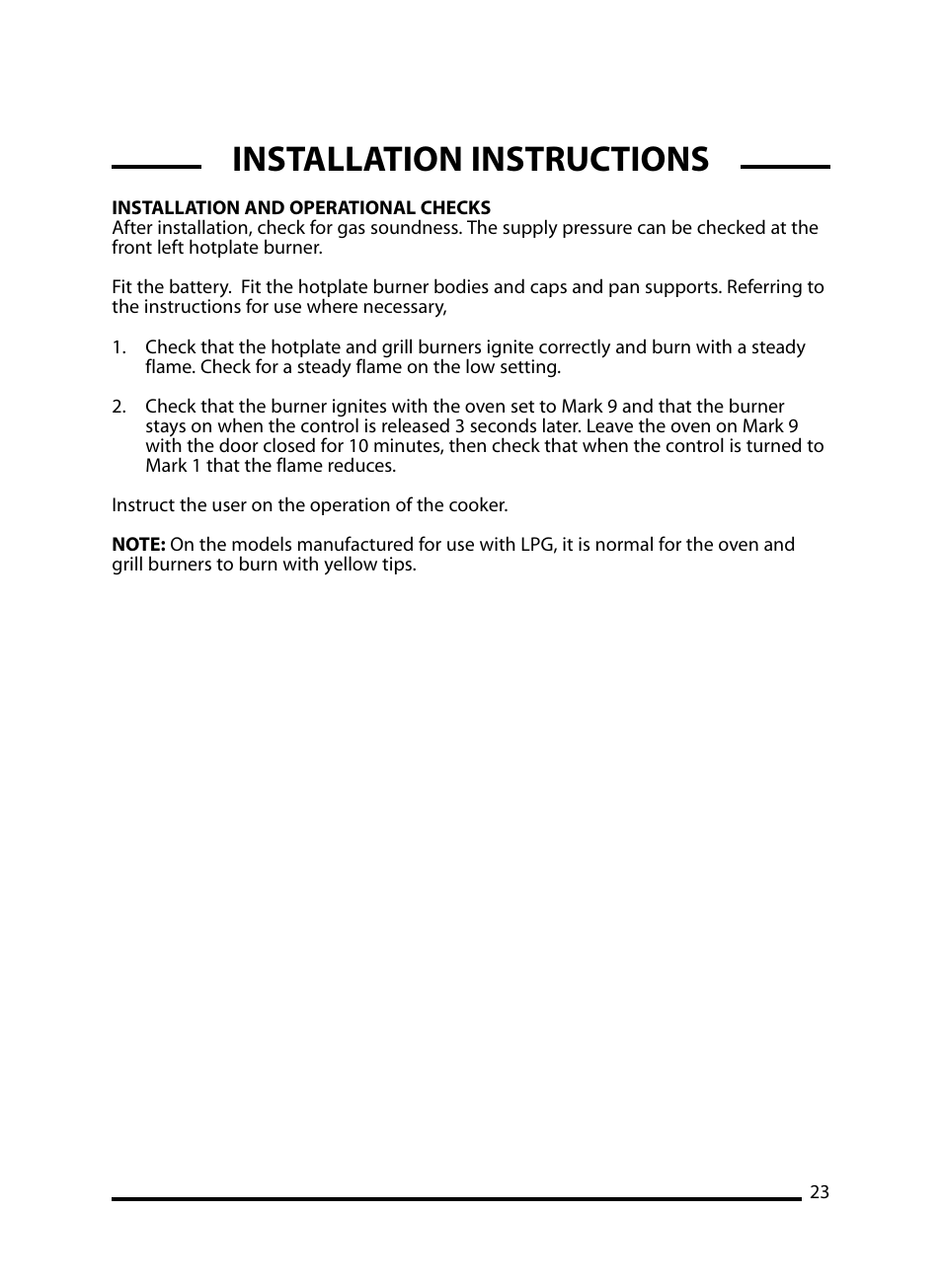 Installation instructions | Cannon LICHFIELD 10908G User Manual | Page 23 / 28