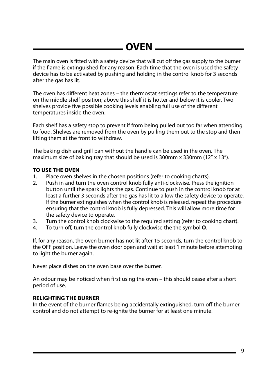 Oven | Cannon LICHFIELD 10908G User Manual | Page 9 / 28