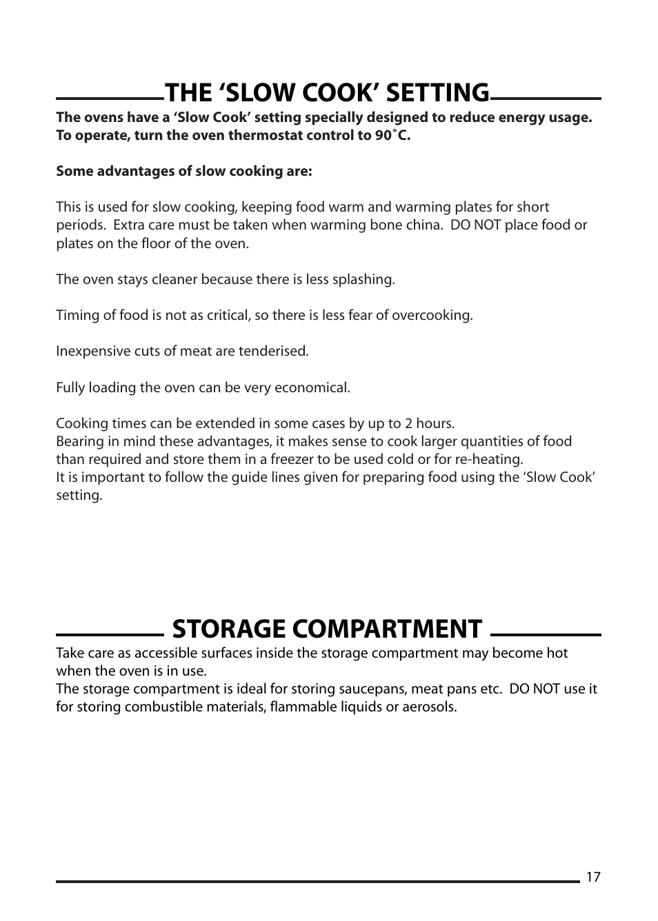 The ‘slow cook’ setting storage compartment | Cannon ICON 10425G User Manual | Page 17 / 28