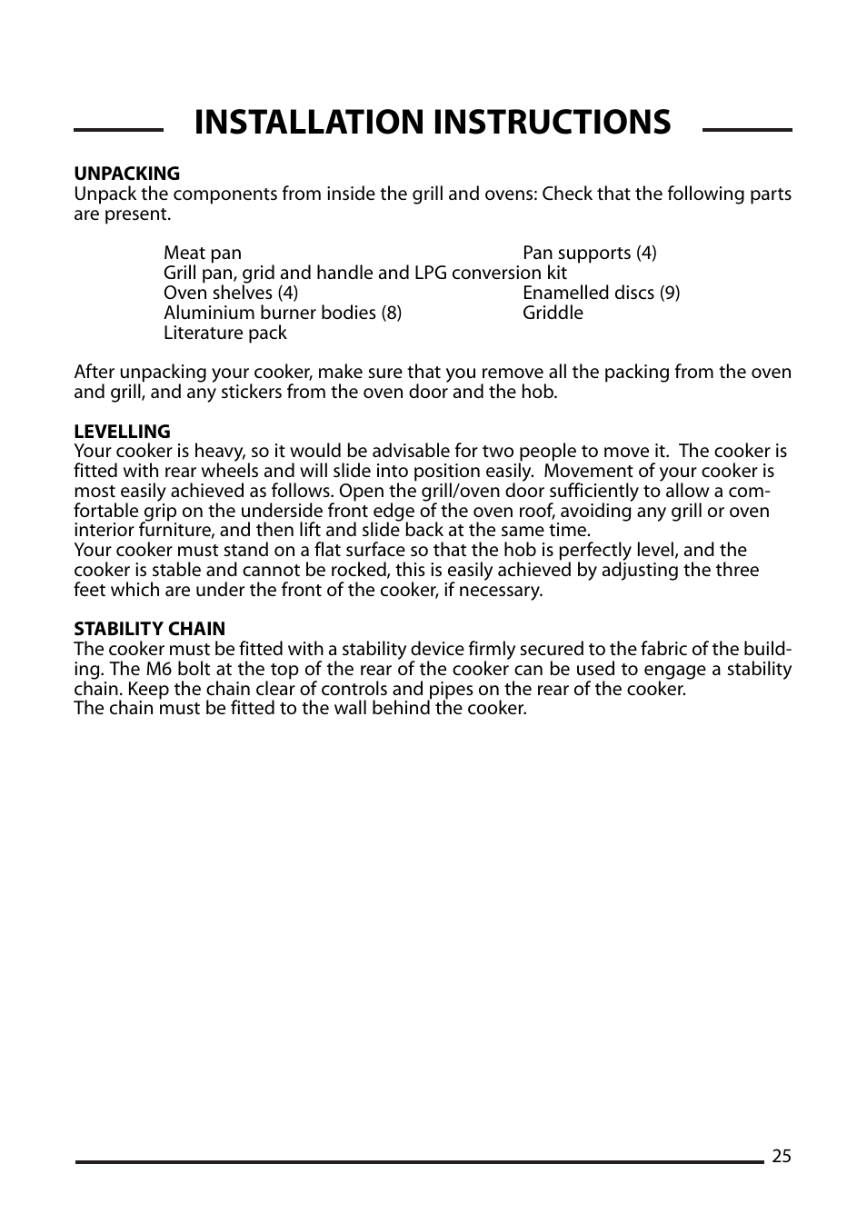 Installation instructions | Cannon ICON 10425G User Manual | Page 25 / 28