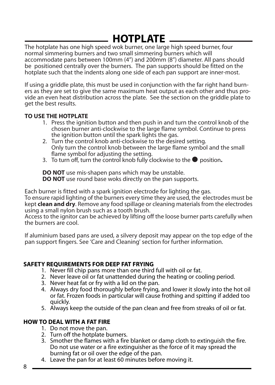 Hotplate | Cannon ICON 10425G User Manual | Page 8 / 28