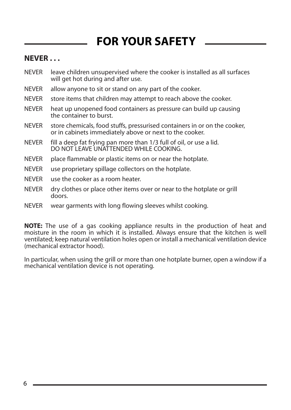 For your safety, Never | Cannon None User Manual | Page 6 / 24
