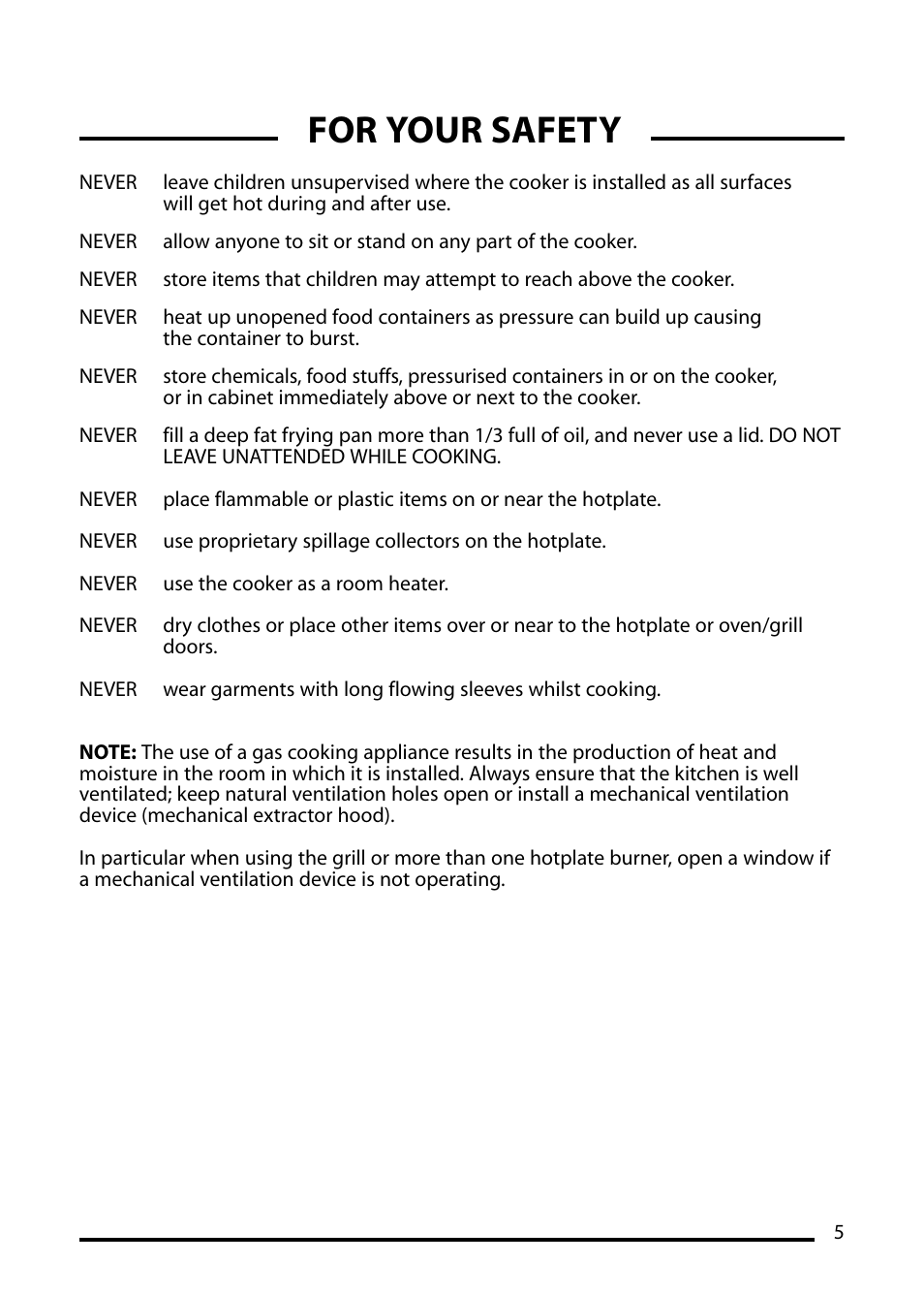 For your safety | Cannon STRATFORD 10532G User Manual | Page 5 / 24