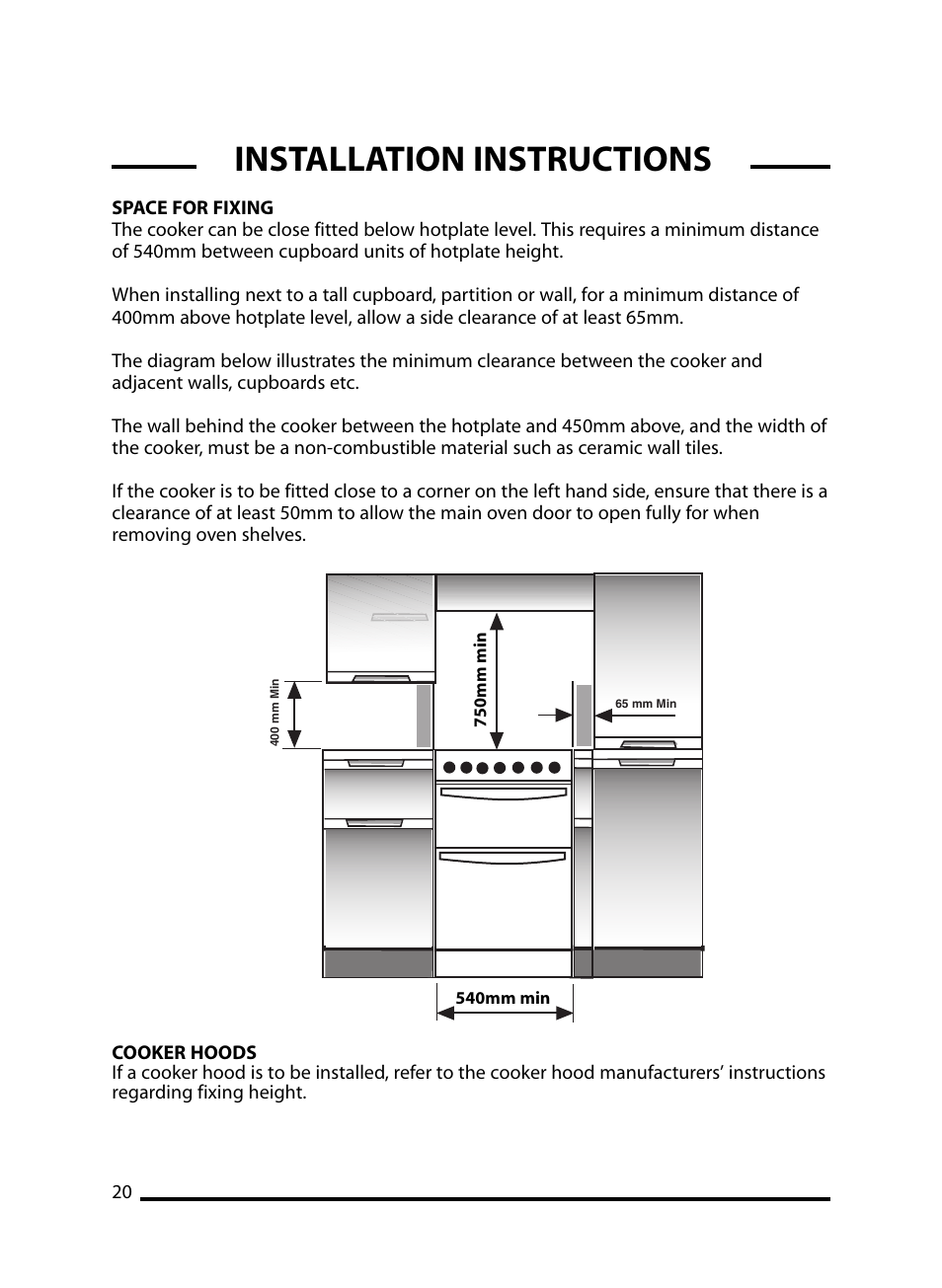 Installation instructions | Cannon STRATFORD 10538G User Manual | Page 20 / 24