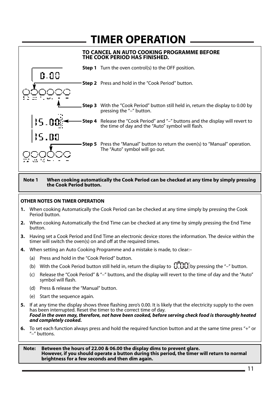 Timer operation | Cannon 10410G User Manual | Page 11 / 36