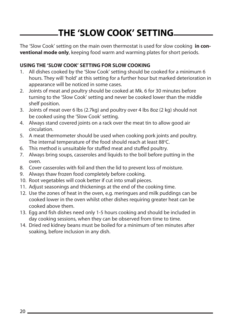 The ‘slow cook’ setting | Cannon 10410G User Manual | Page 20 / 36